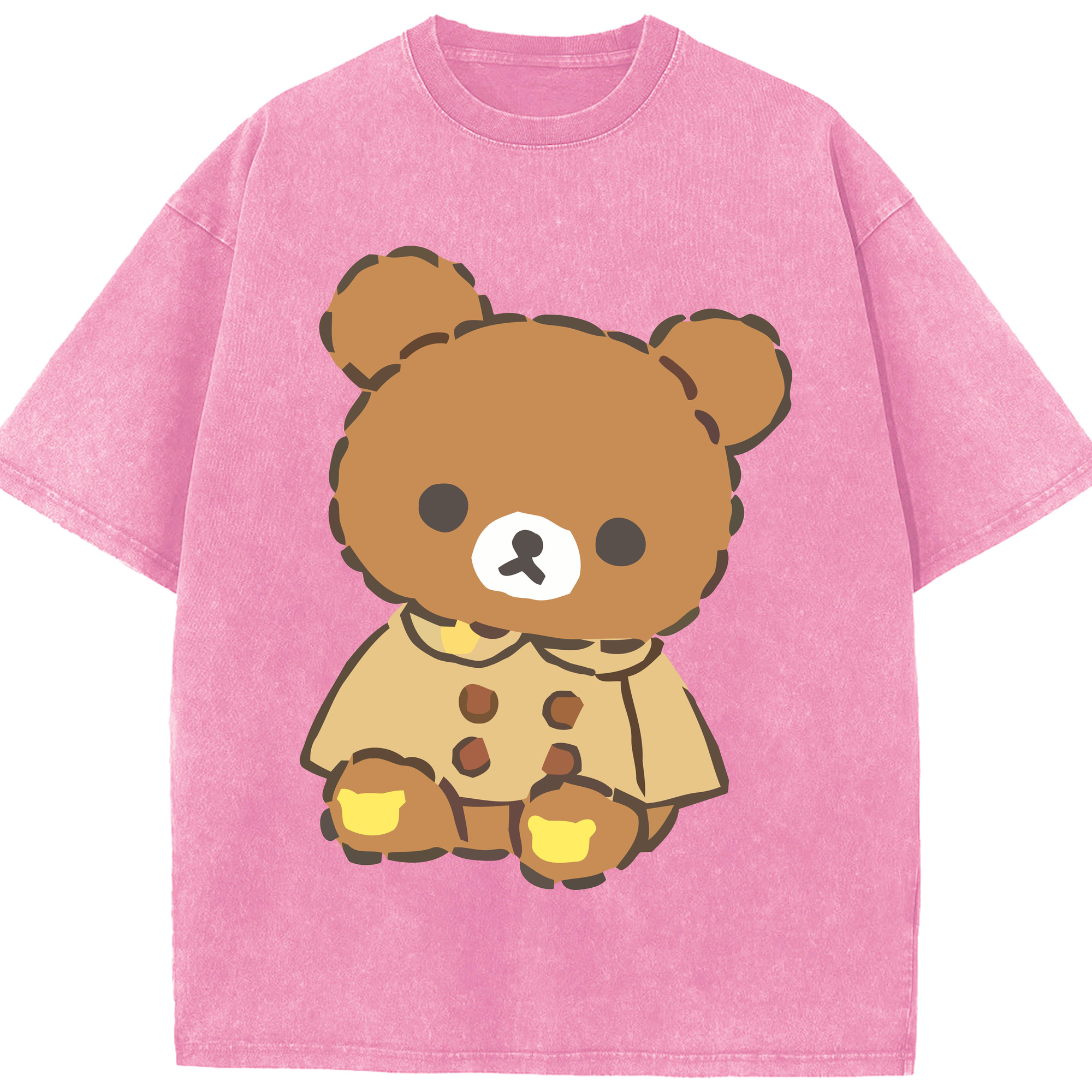 （画像用） リラックマ リラックマ キイロイトリ Rilakkuma Korilakkuma Kiiroitori 綿100% ヴィンテージ風 半袖Tシャツ（フロントプリント）